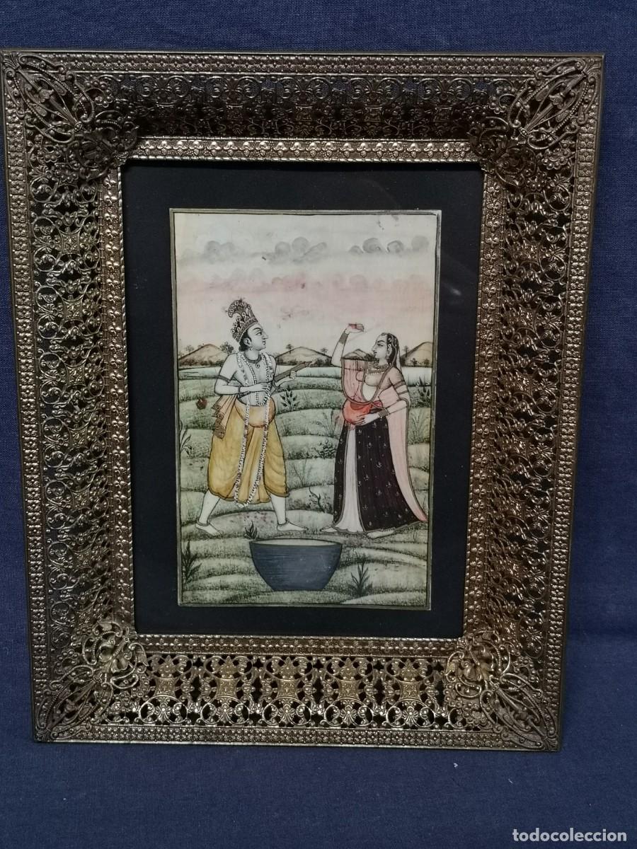 Arte: MINIATURA INDIA SOBRE PLACA - Foto 1