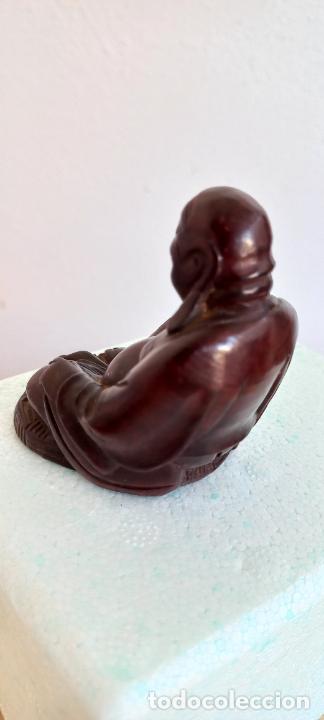 Arte: FIGURA DE BUDA, DE MADERA TALLADA - Foto 3