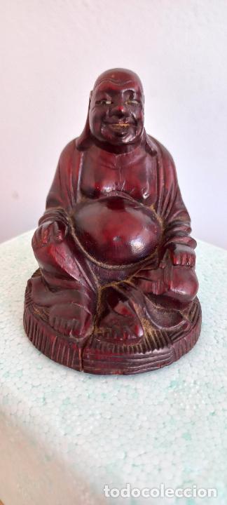 Arte: FIGURA DE BUDA, DE MADERA TALLADA - Foto 1