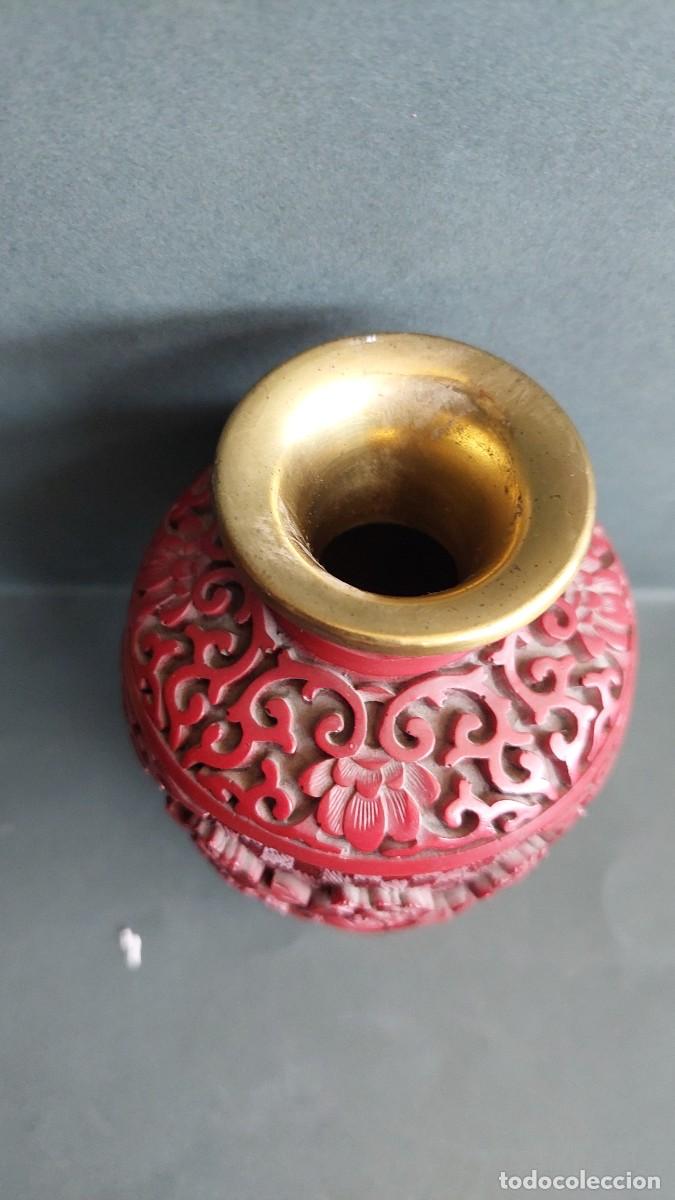 Arte: Jarron oriental de laca cinabrio. - Foto 4