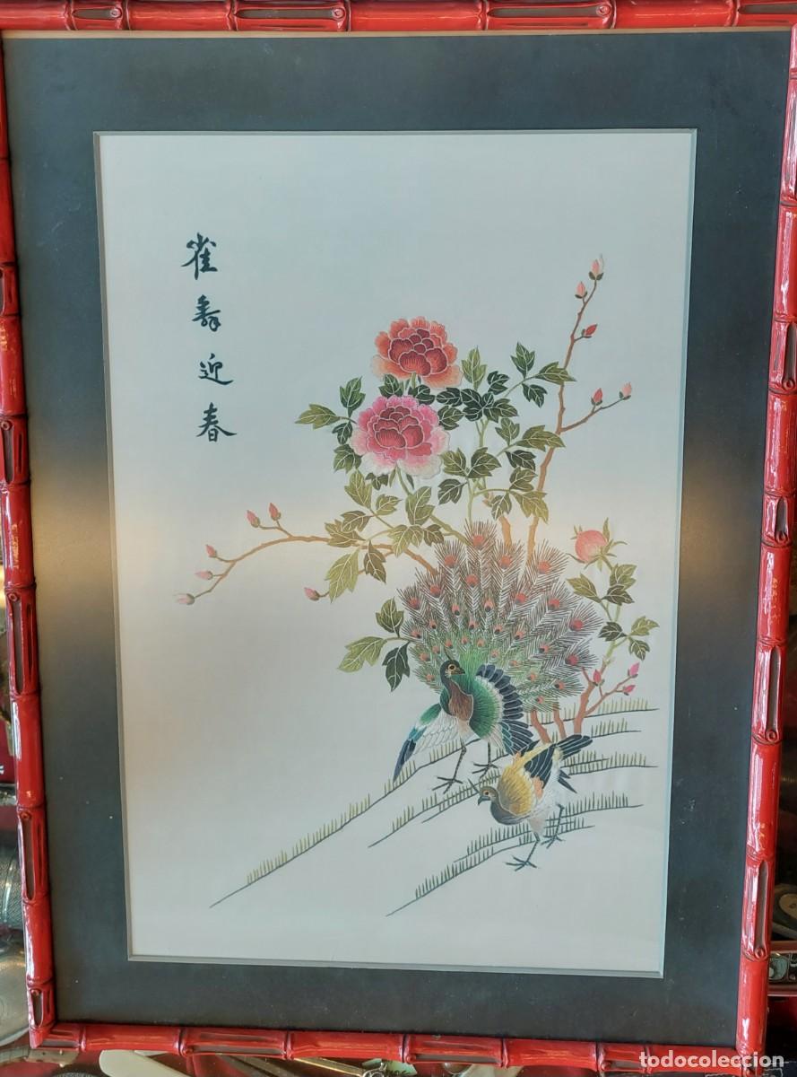 Arte: Seda bordada chin&aacute;. Enmarcada - Foto 1