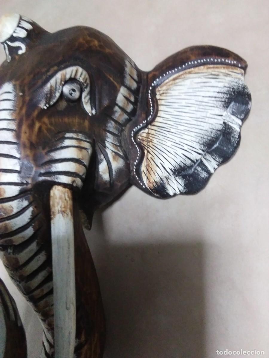 Arte: M&aacute;scara Cabeza de Elefante en madera. - Foto 5