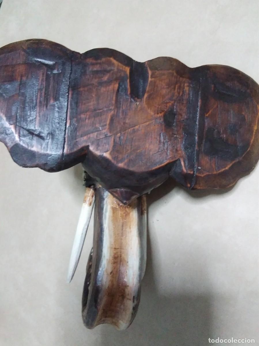Arte: M&aacute;scara Cabeza de Elefante en madera. - Foto 7