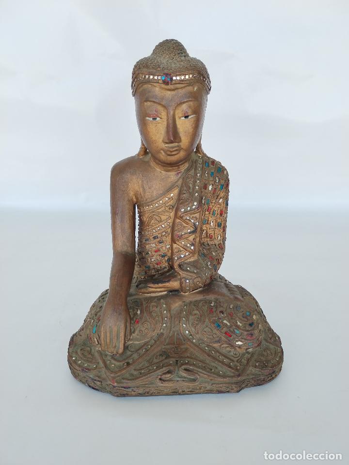 Arte: estatua de buda vintage madera - Foto 4