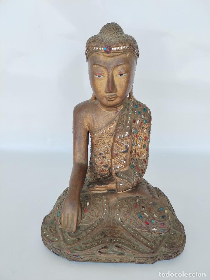 Arte: estatua de buda vintage madera - Foto 1