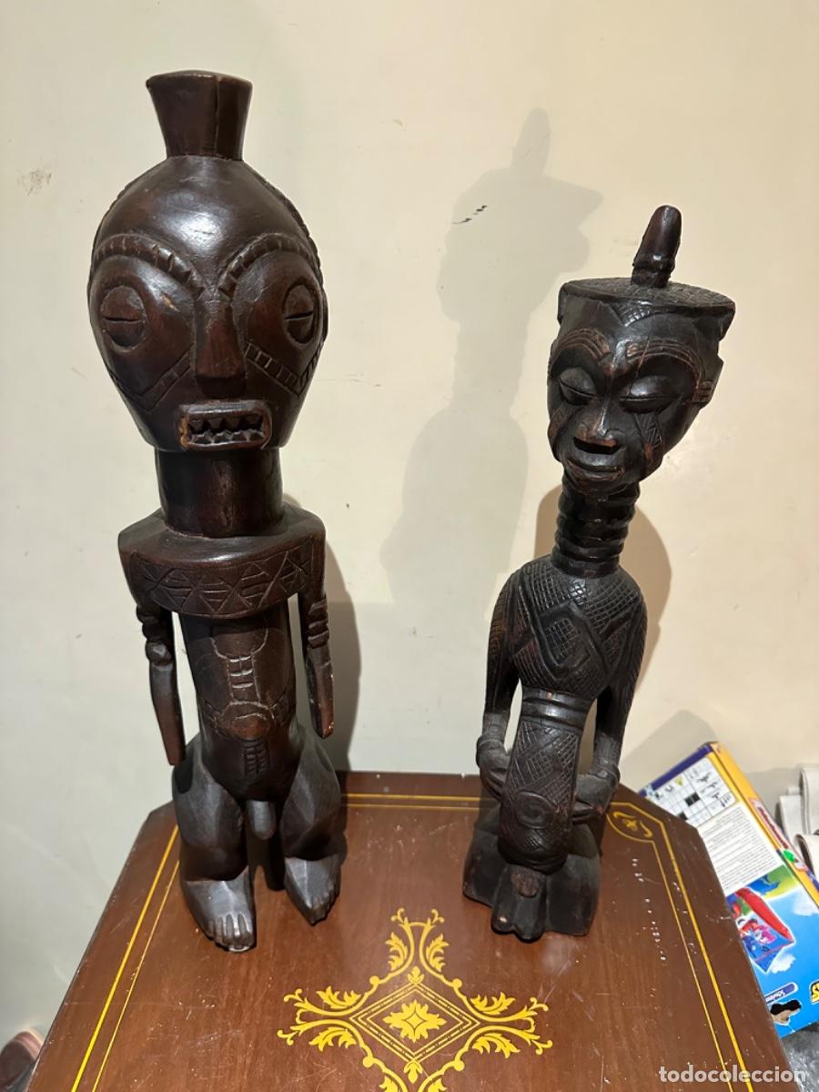 Arte: Lote de dos figuras etnicas, madera - Foto 1
