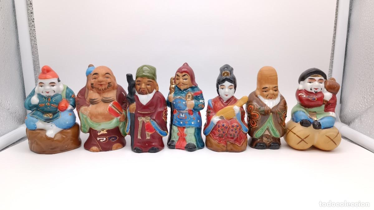 Arte: Conjunto de siete dioses chinos de la suerte - Foto 2