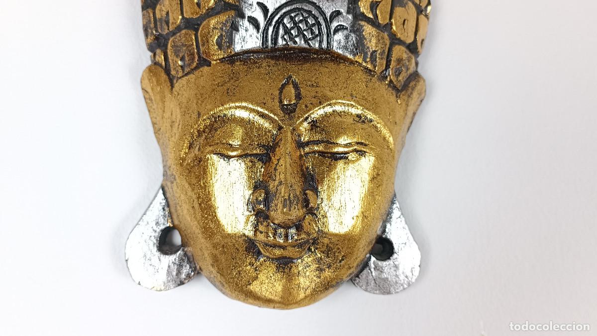 Arte: M&aacute;scara Buda en madera policromada - Foto 3