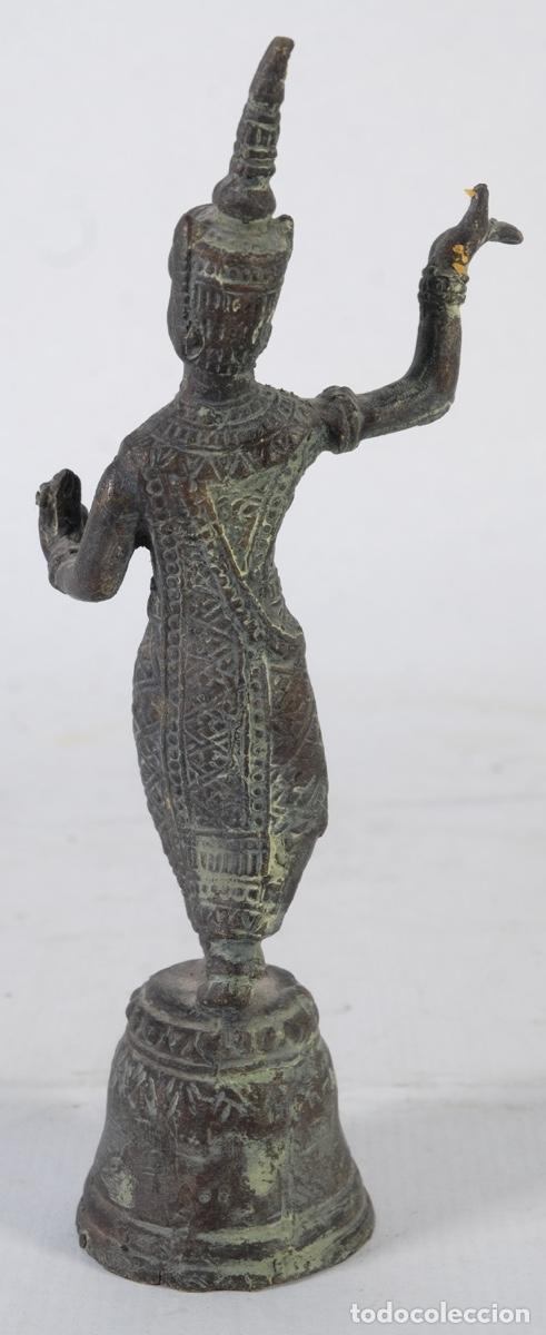 Arte: Campana en bronce representado a diosa oriental - Foto 3