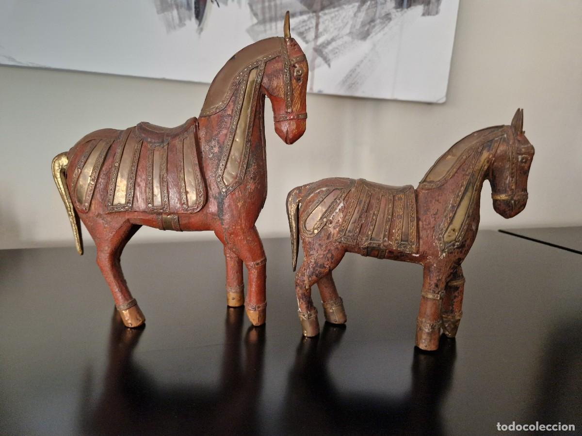 Arte: CABALLOS ANTIGUOS EN MADERA - Foto 2