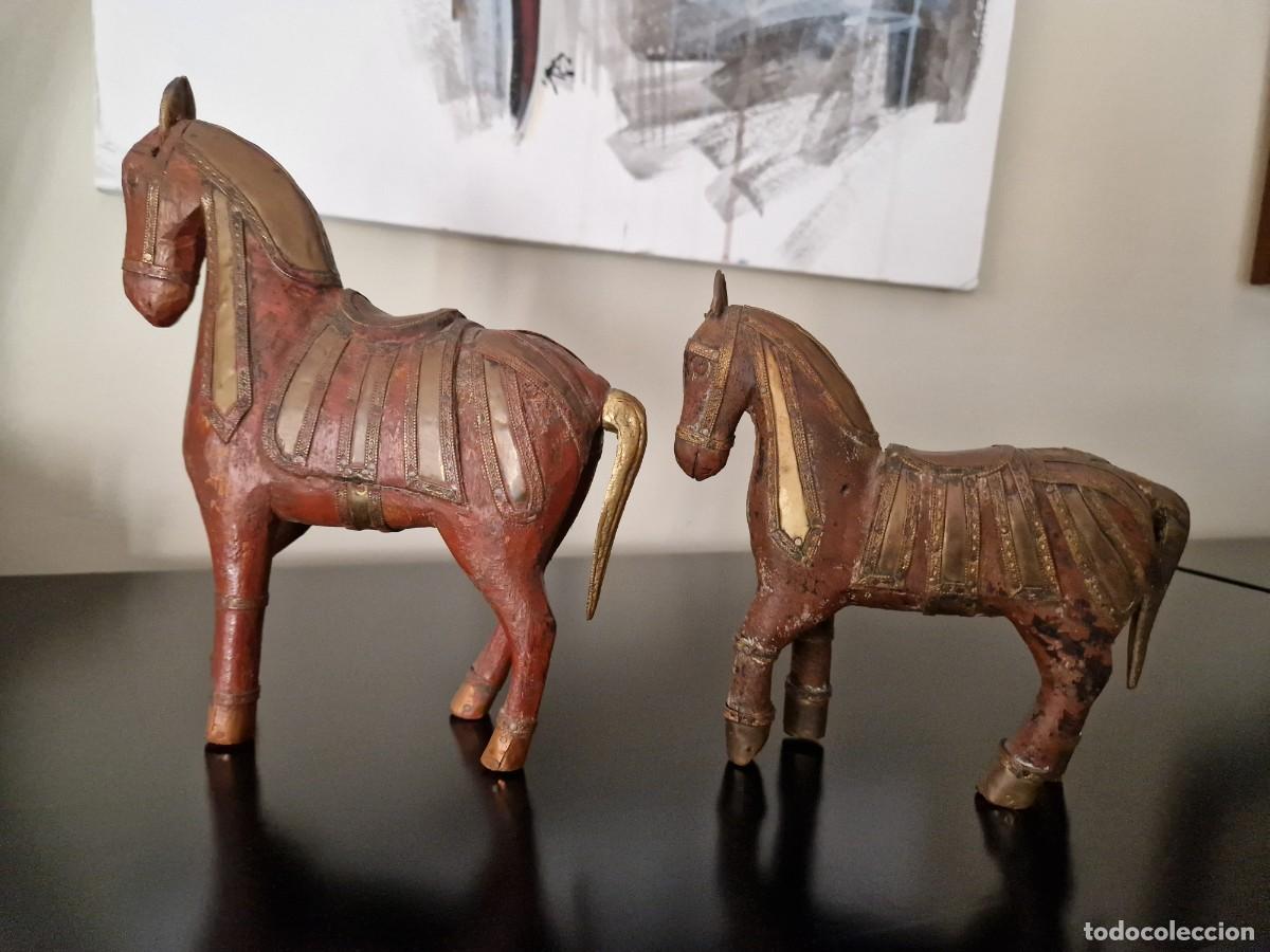 Arte: CABALLOS ANTIGUOS EN MADERA - Foto 3