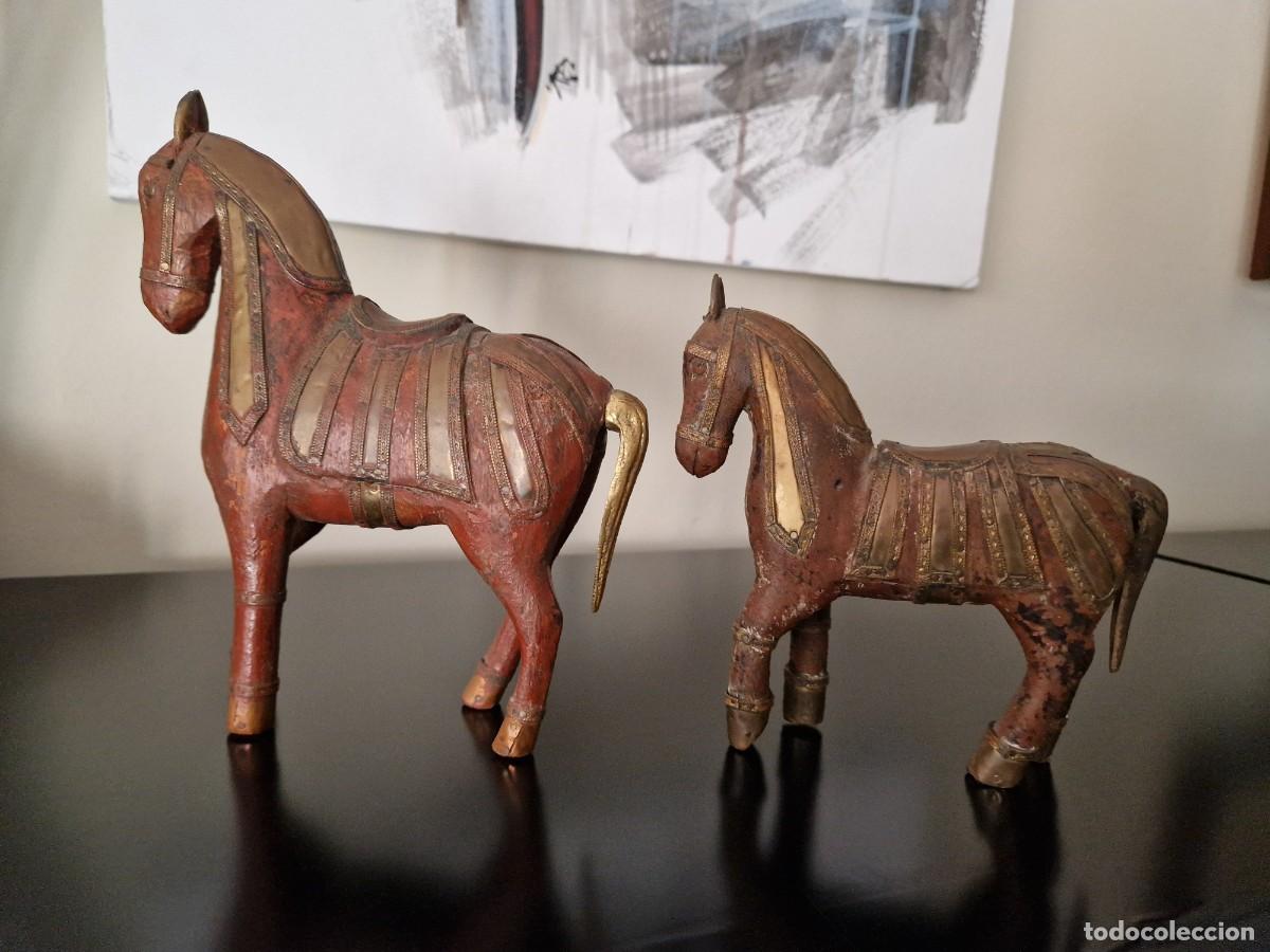 Arte: CABALLOS ANTIGUOS EN MADERA - Foto 4