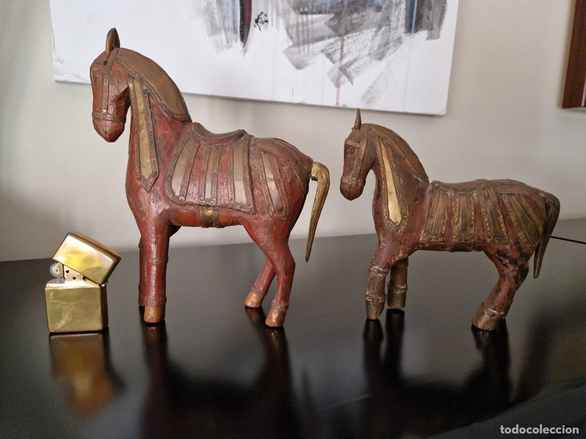 Arte: CABALLOS ANTIGUOS EN MADERA - Foto 6