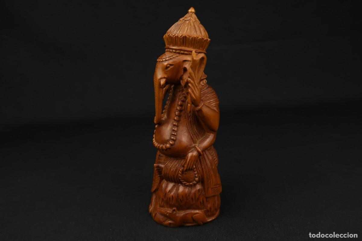 Arte: Antiguo Buda Indio tallado en Madera - Foto 5