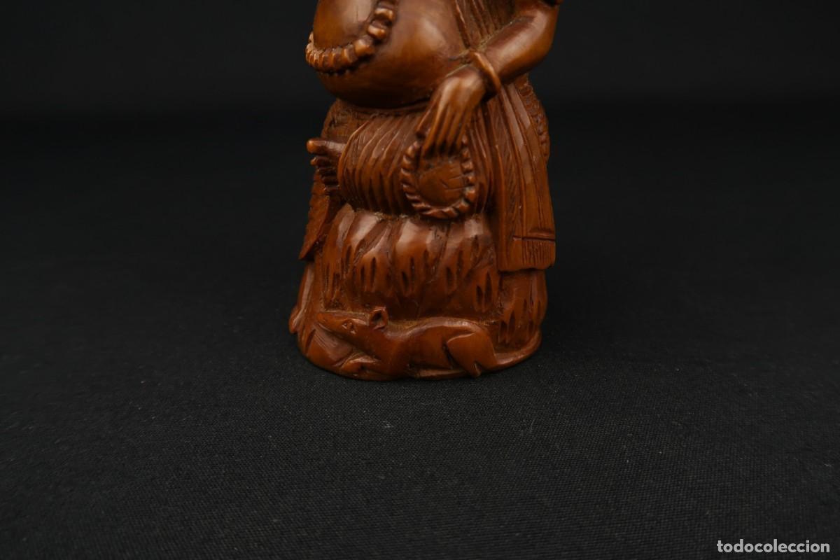 Arte: Antiguo Buda Indio tallado en Madera - Foto 6