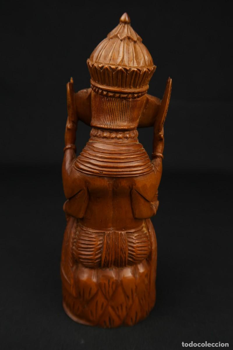 Arte: Antiguo Buda Indio tallado en Madera - Foto 7