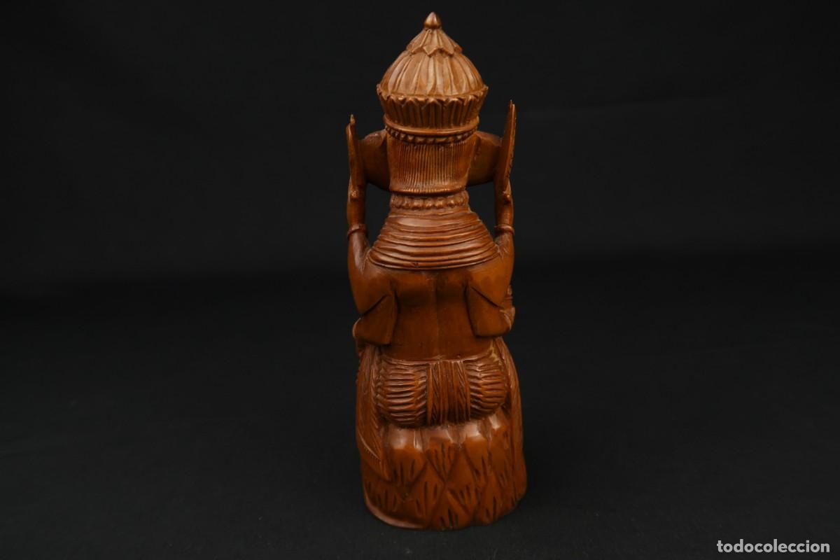 Arte: Antiguo Buda Indio tallado en Madera - Foto 8