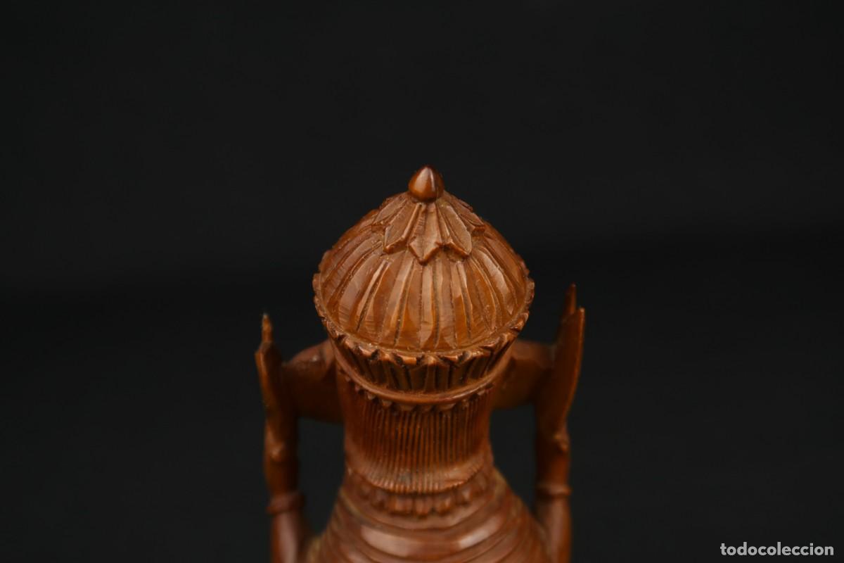 Arte: Antiguo Buda Indio tallado en Madera - Foto 9