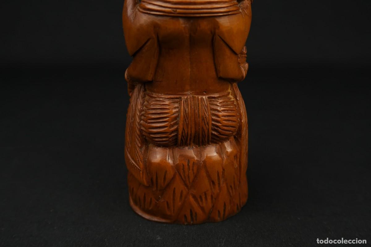 Arte: Antiguo Buda Indio tallado en Madera - Foto 11