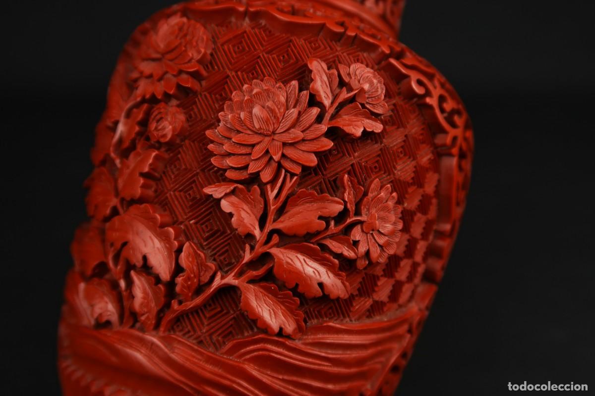 Arte: Antiguo Jarr&oacute;n Chino de Laca Cinabrio - Foto 11
