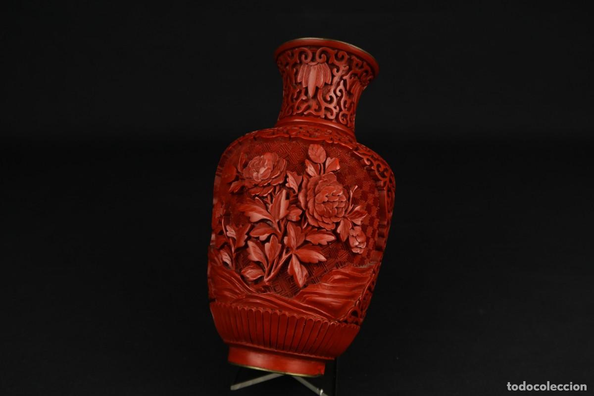 Arte: Antiguo Jarr&oacute;n Chino de Laca Cinabrio - Foto 15