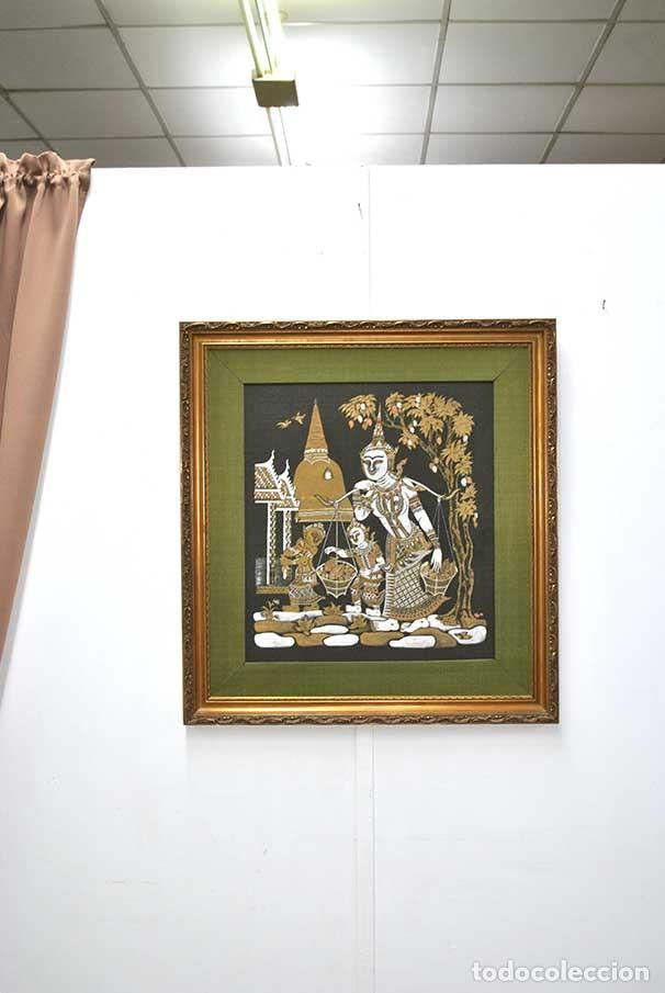 Arte: CUADRO TAILAND&Eacute;S MARCO DORADO Y VERDE - Foto 1