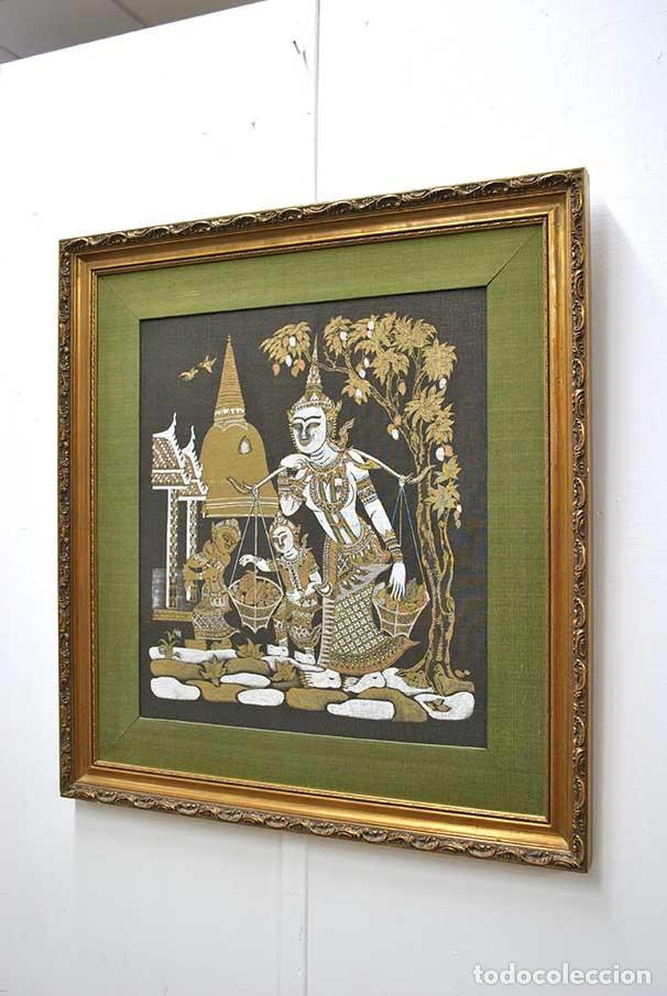Arte: CUADRO TAILAND&Eacute;S MARCO DORADO Y VERDE - Foto 3