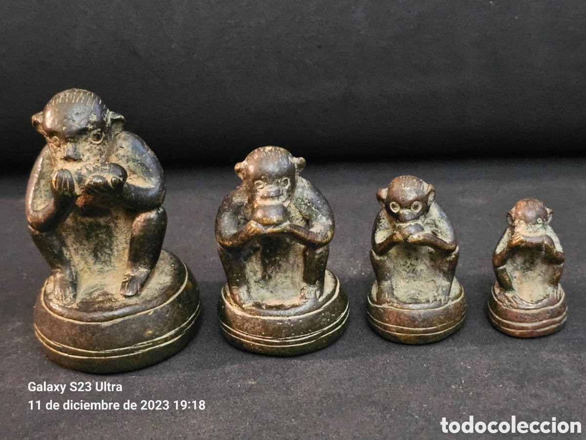 Arte: Pesos Opio en Bronce. Monos Bronce. - Foto 1