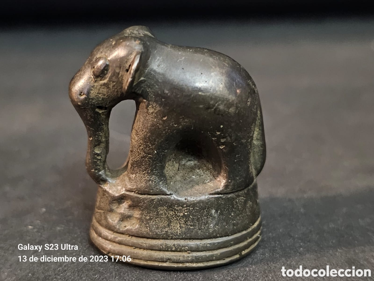 Arte: Peso de Opio Bronce Elefante. - Foto 3