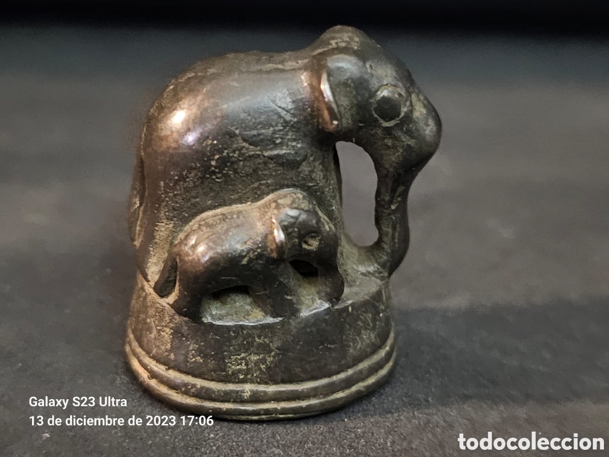 Arte: Peso de Opio Bronce Elefante. - Foto 1