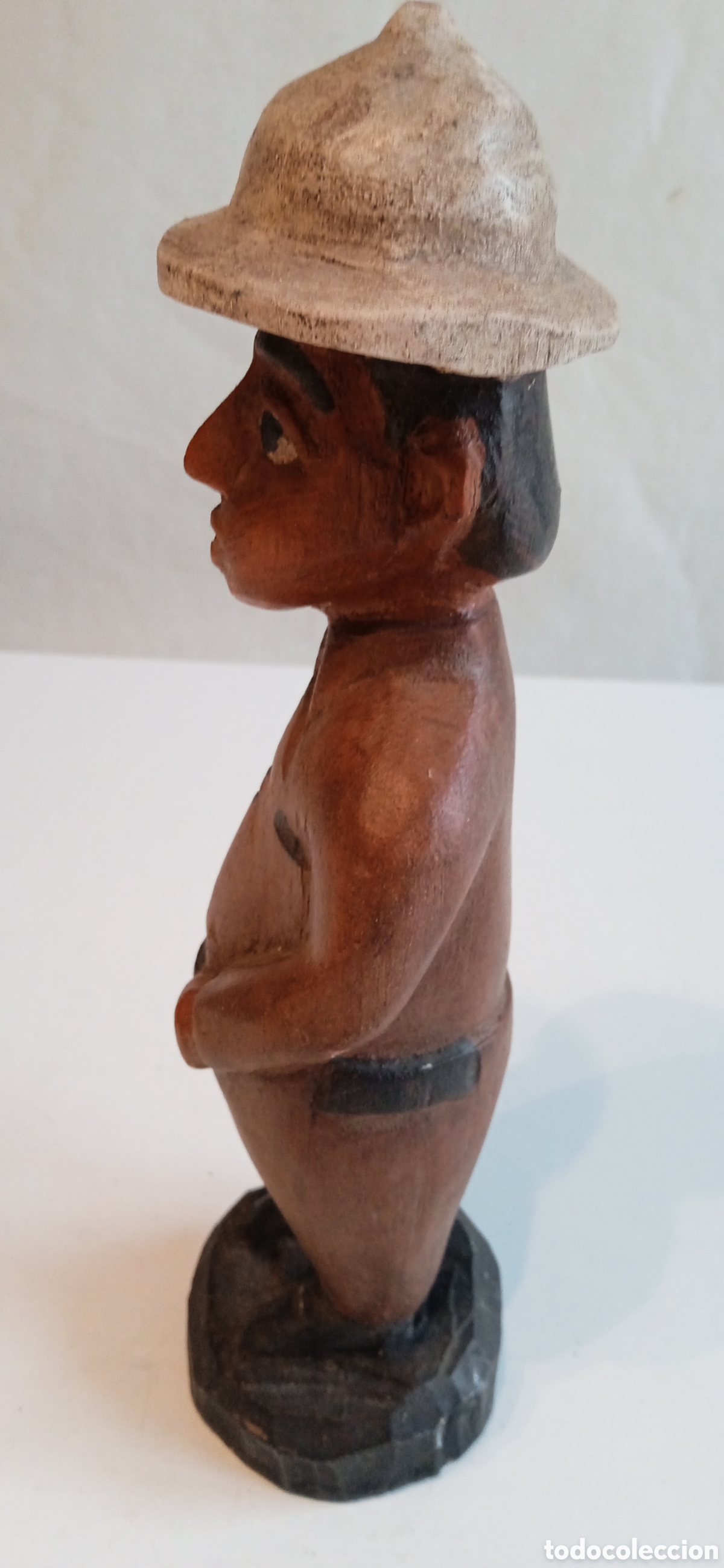 Arte: Figura explorador en madera colonial - Foto 4