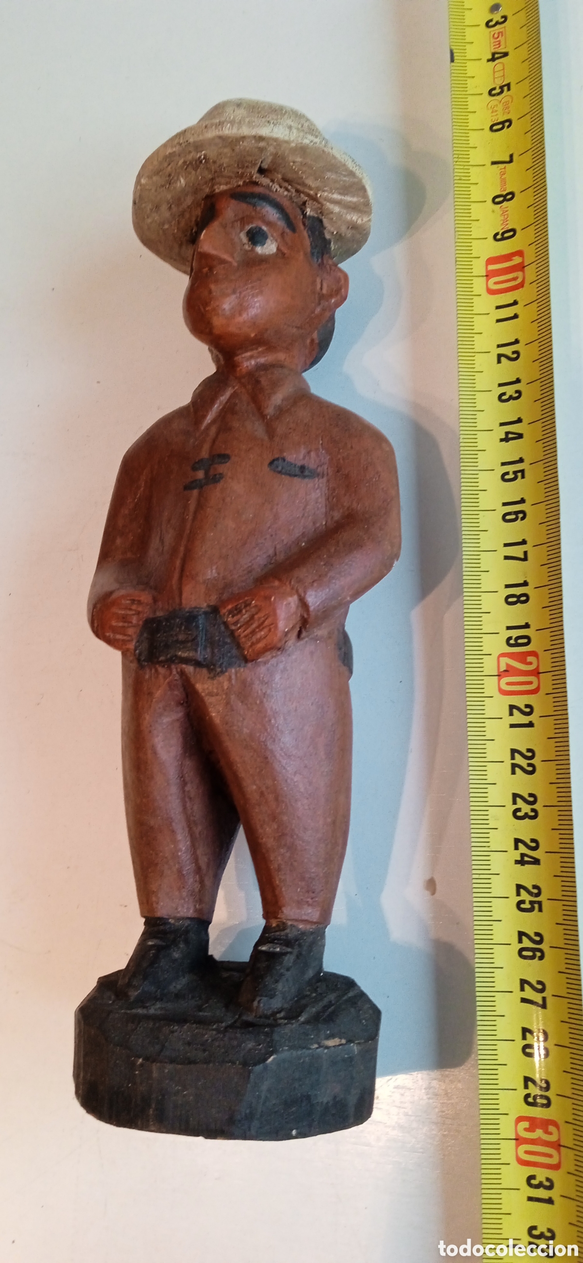 Arte: Figura explorador en madera colonial - Foto 6