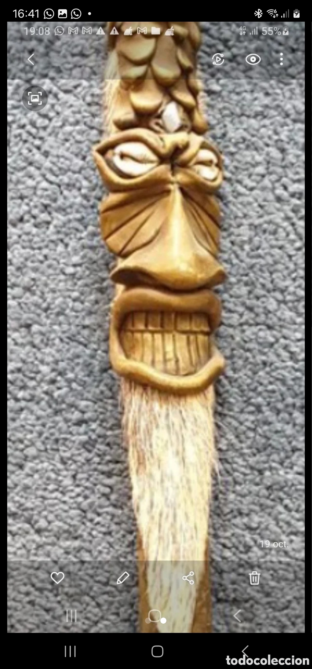 Arte: Preciosa cerbatana tallada en madera - Foto 2