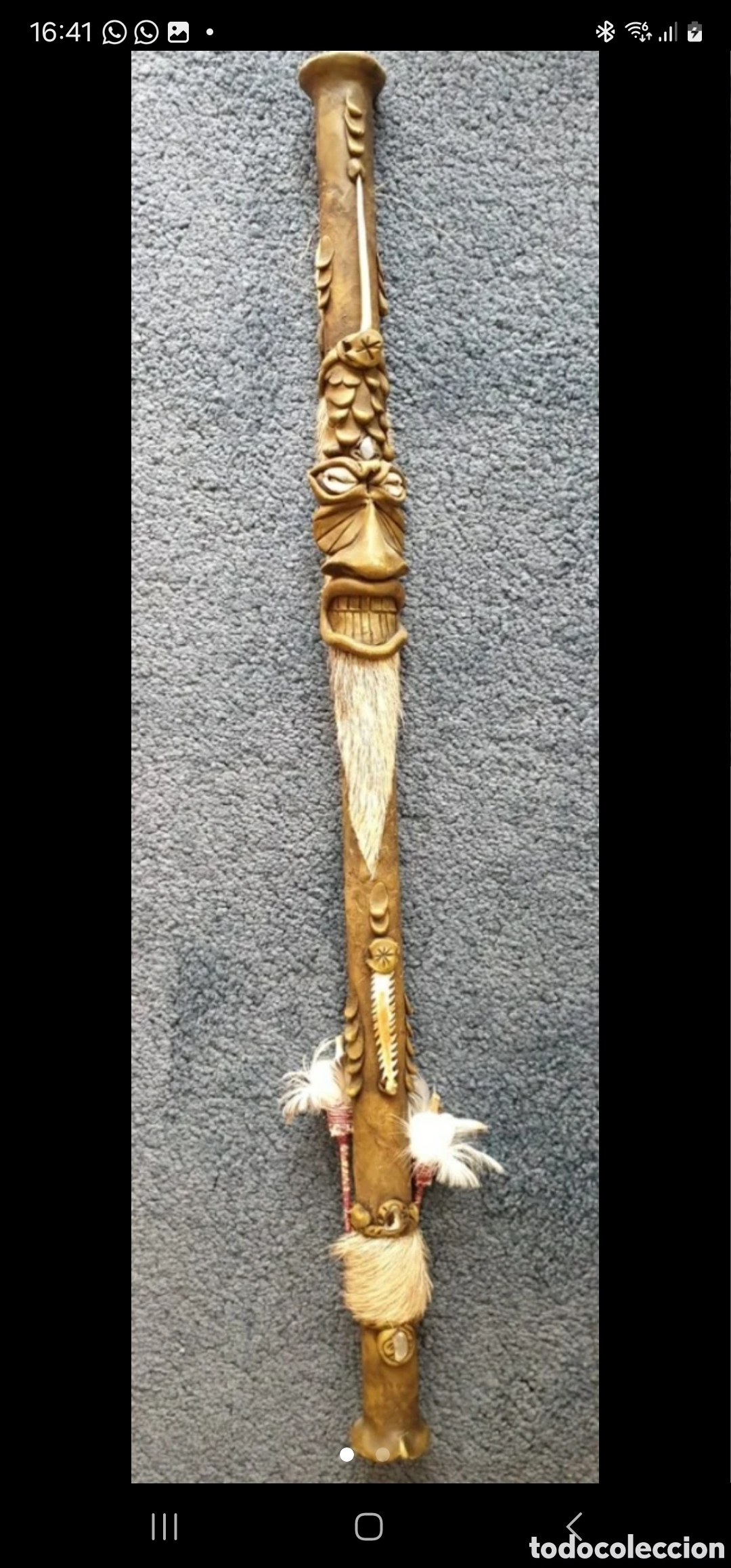 Arte: Preciosa cerbatana tallada en madera - Foto 1