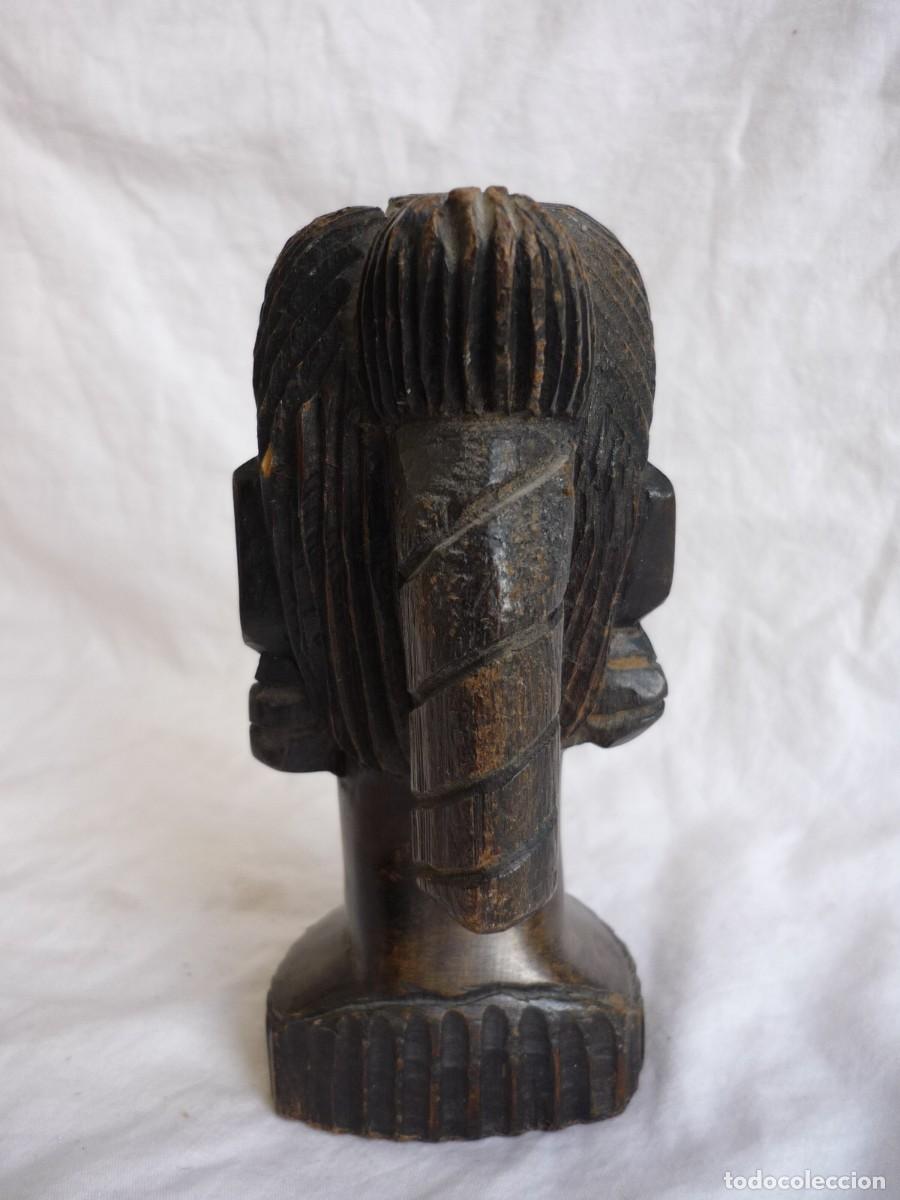 Arte: Busto de mujer aborigen tallada en madera - Foto 4