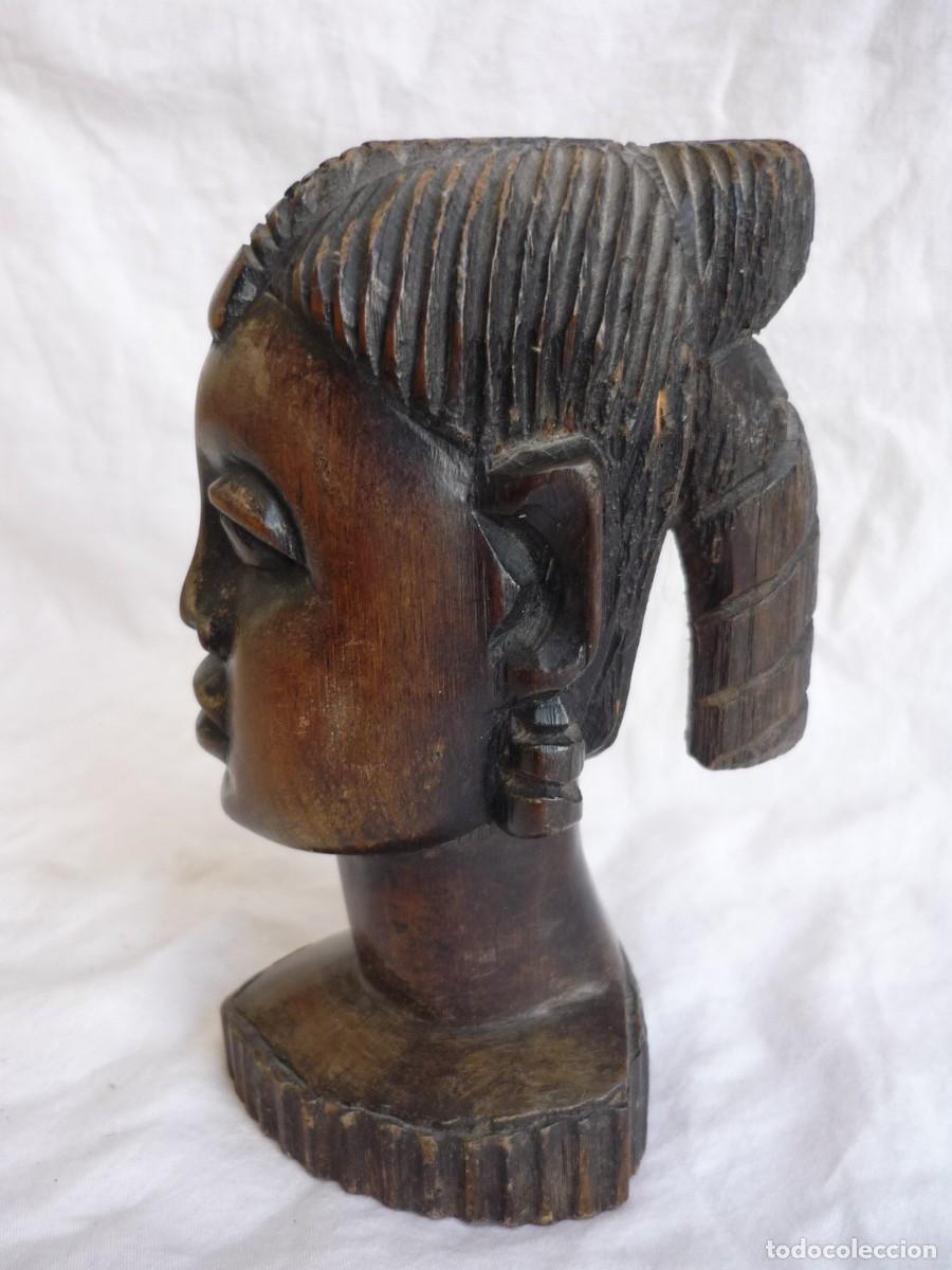 Arte: Busto de mujer aborigen tallada en madera - Foto 5
