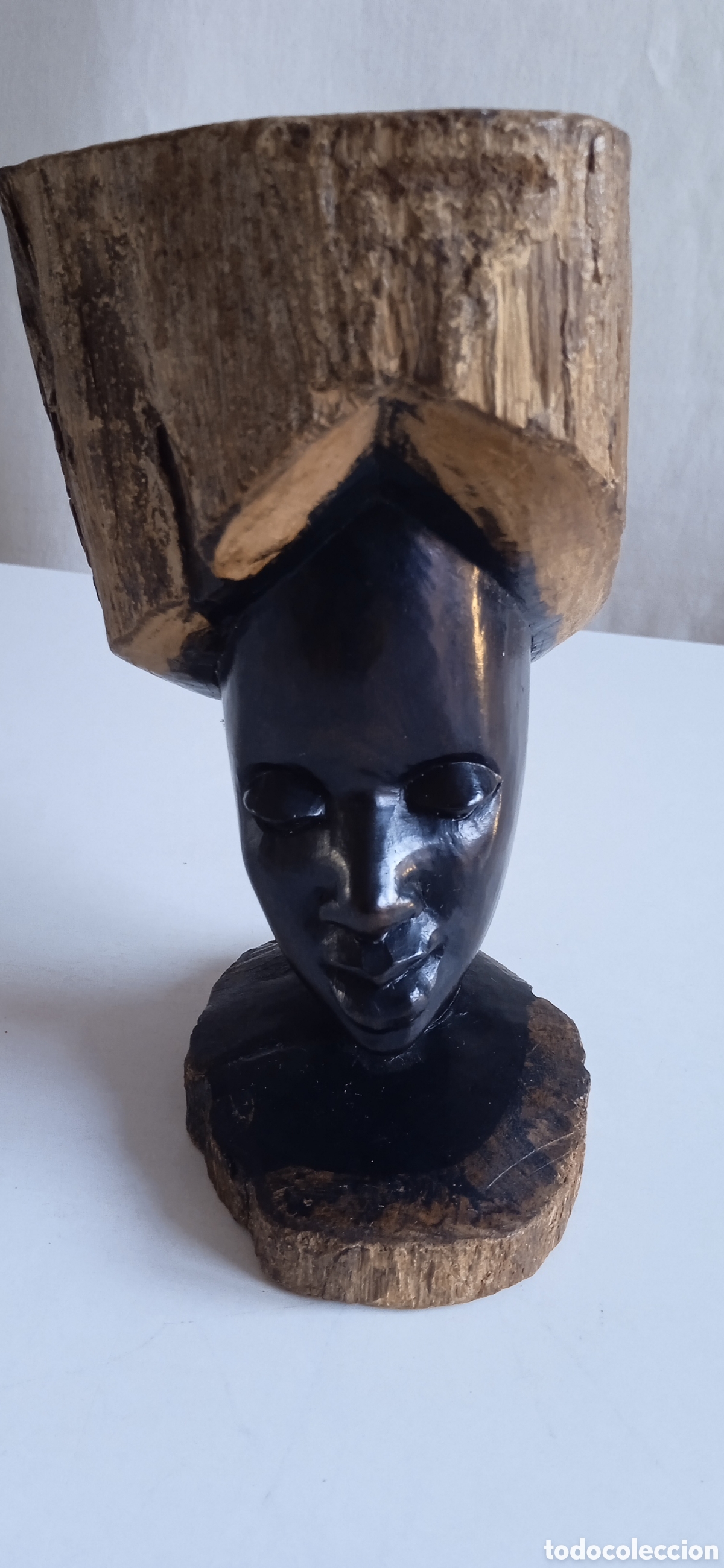 Art: Escultura busto persona en madera de &eacute;bano