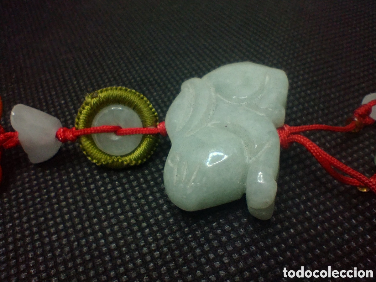 Arte: Amuleto oriental, conejo en jade - Foto 2