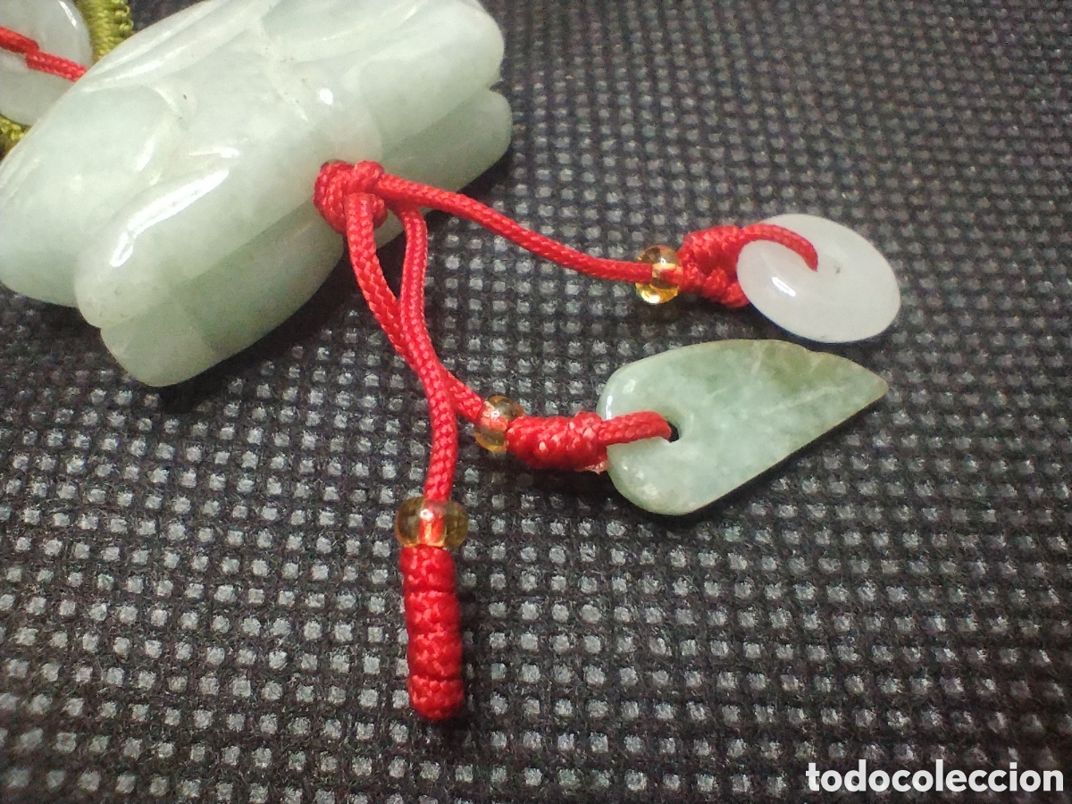 Arte: Amuleto oriental, conejo en jade - Foto 3