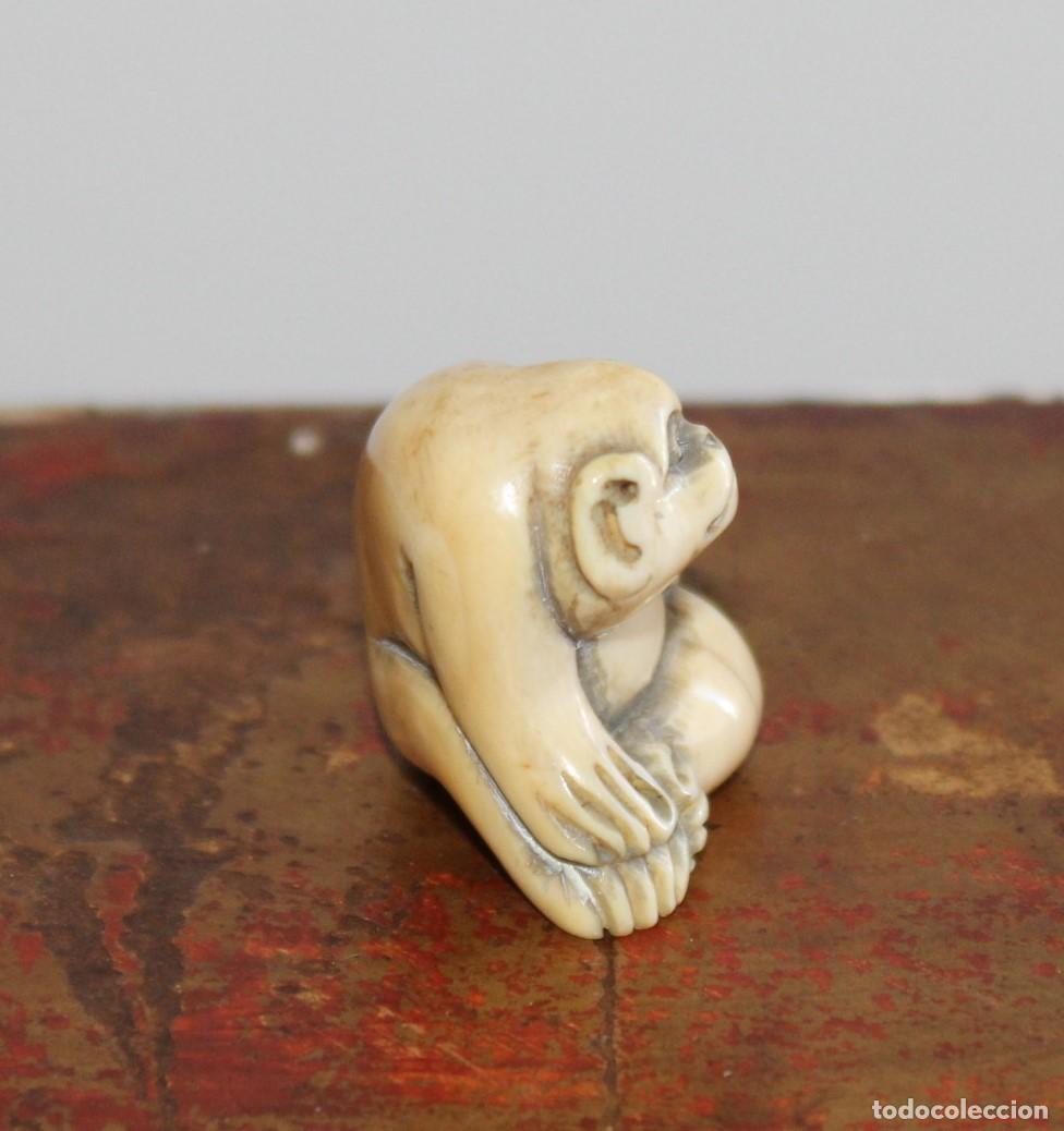 Arte: NETSUKE DE MARFIL ANTIGUO, MONO - Foto 4