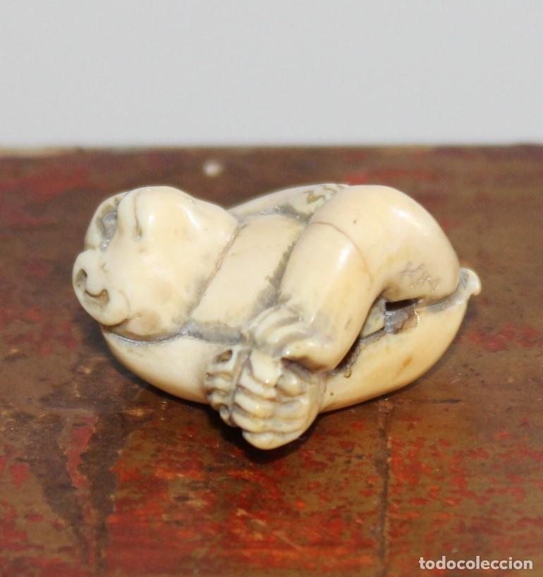 Arte: NETSUKE DE MARFIL ANTIGUO, MONO - Foto 5