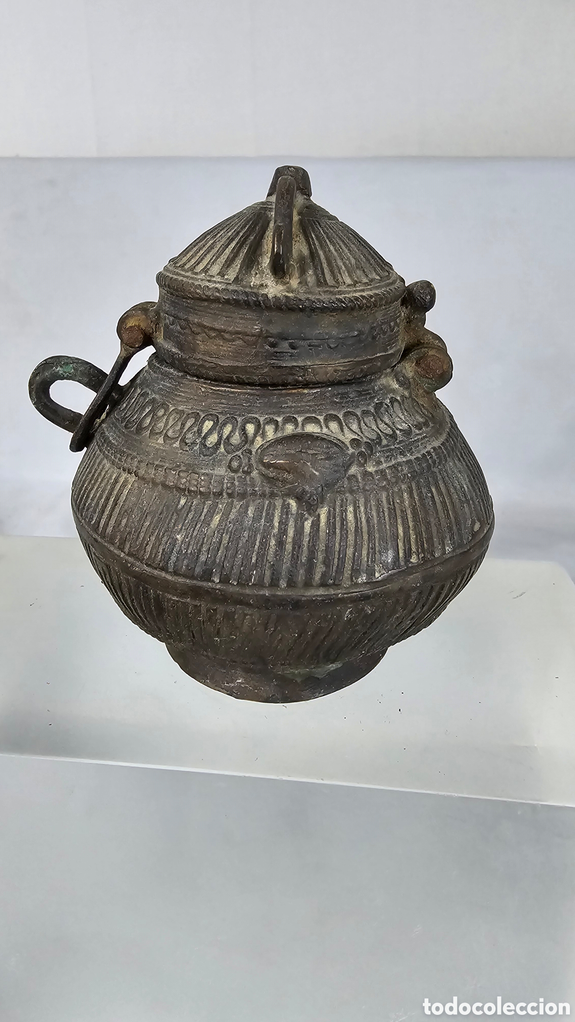 Arte: Vaso polvera Dhokra India Bronce - Foto 1