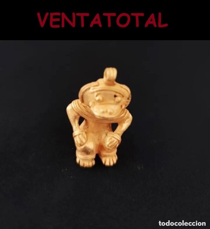 Arte: VALE PARA COLGANTE - CHAMAN ZOOMORFICO PRECOLOMBINO QUIMBAYA DE ALEACION DE ORO TUMBAGA PESO 18 GRAM