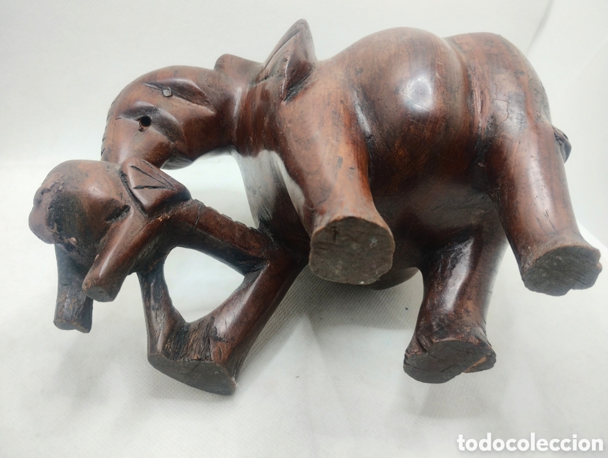 Arte: Elefante en madera maciza de nogal - Foto 5