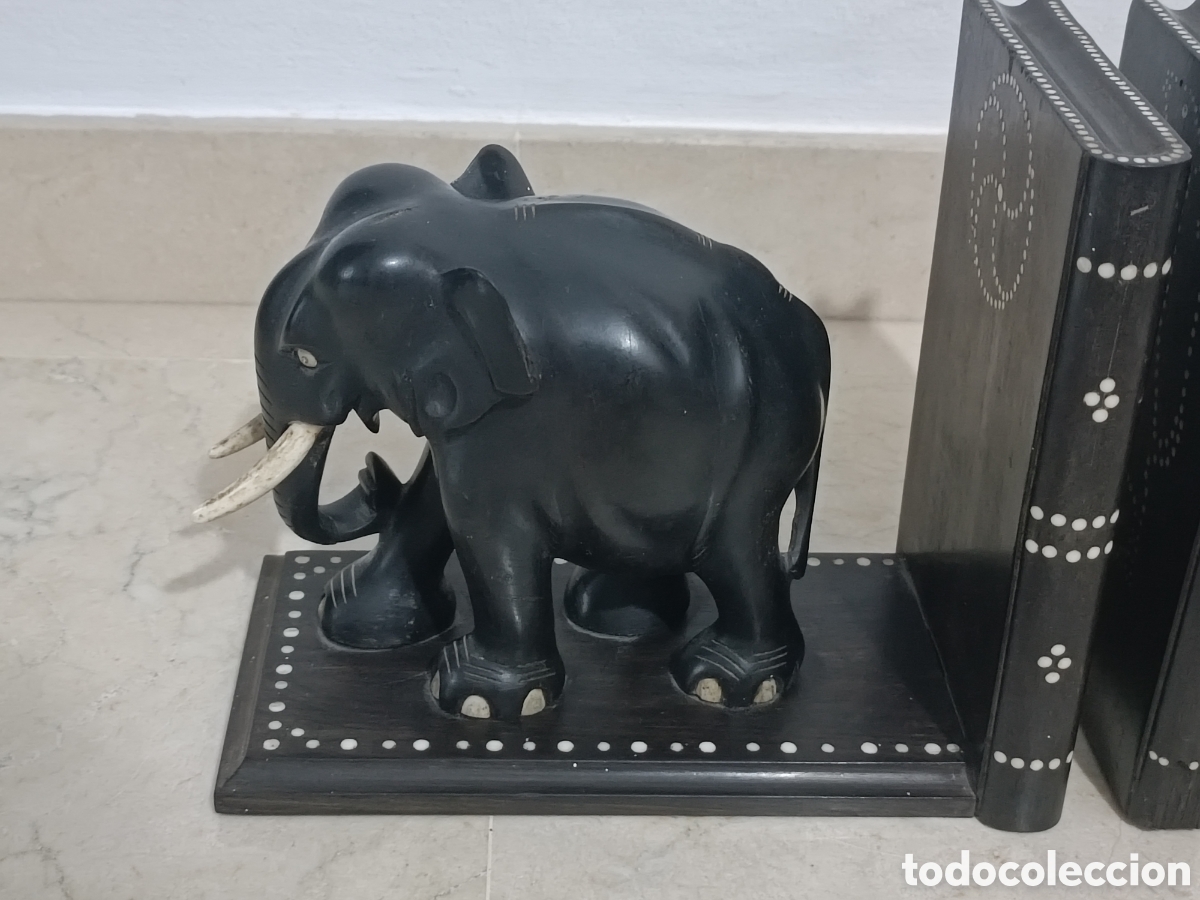 Arte: Apoyalibros elefantes madera &eacute;bano - Foto 3