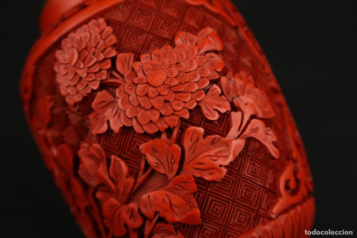 Arte: Antiguo Jarr&oacute;n Chino de Laca Cinabrio - Foto 10