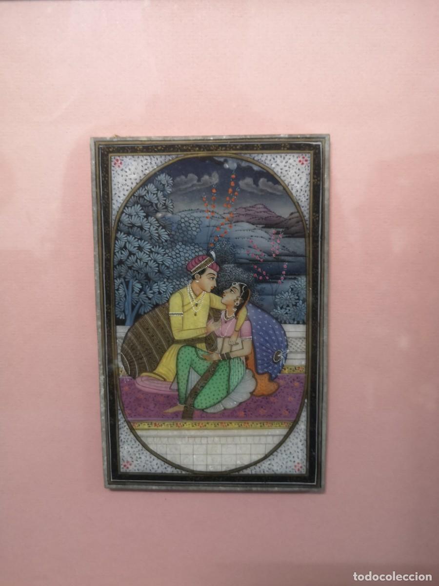 Arte: MINIATURA INDIA EN PLACA DE ALABASTRO - Foto 3