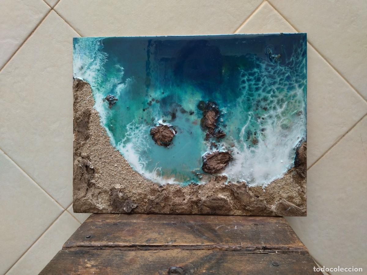 Arte: cuadro con resina cala acantilado - Foto 1