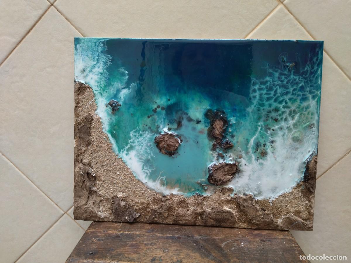 Arte: cuadro con resina cala acantilado - Foto 2