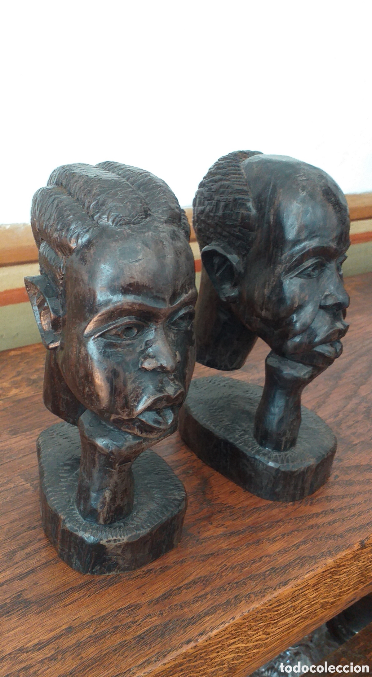 Arte: Pareja de bustos tallados en &eacute;bano - Foto 4